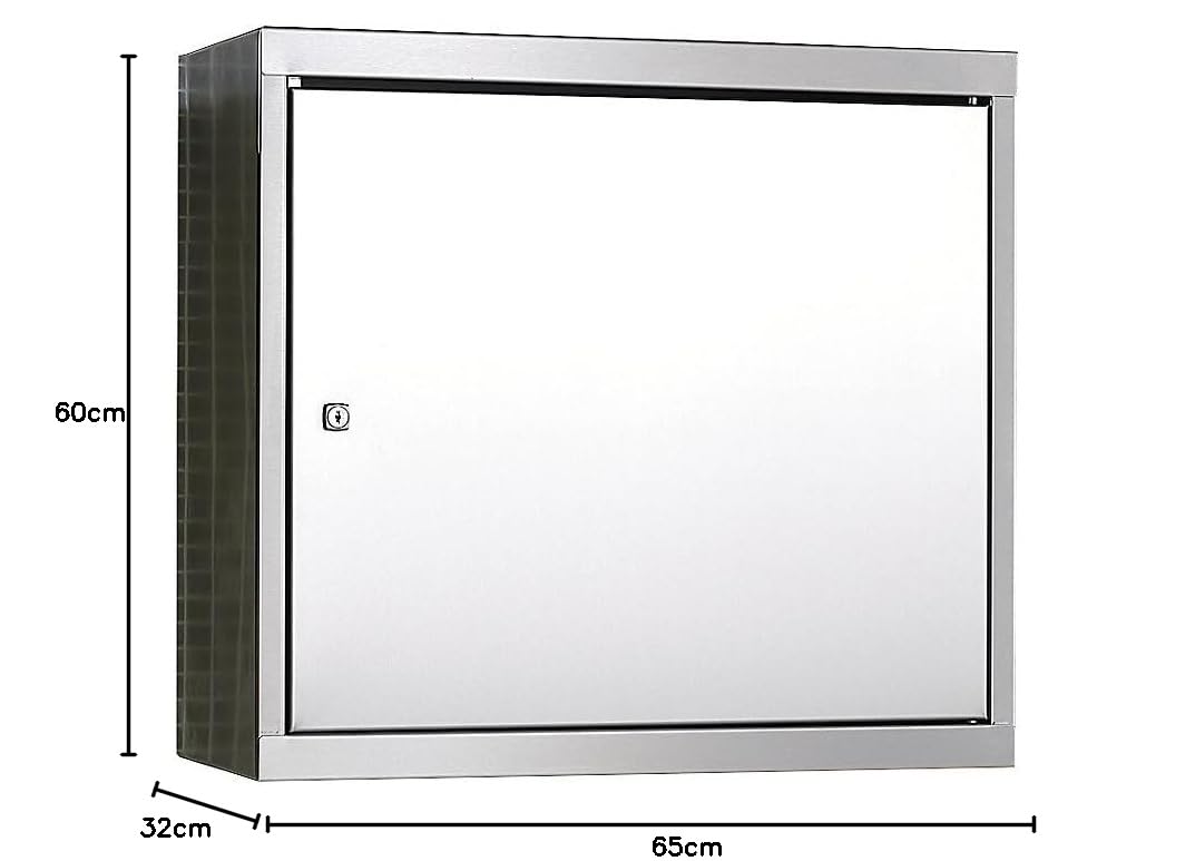 KAISER+KRAFT Armadio pensile in acciaio inox | Alt x largh x prof 600 x 650 x 320 mm, 2 ripiani