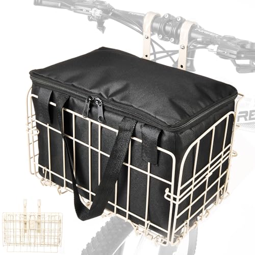 Zacro Bike Basket Front White, Folding Bicycle Basket with Removable