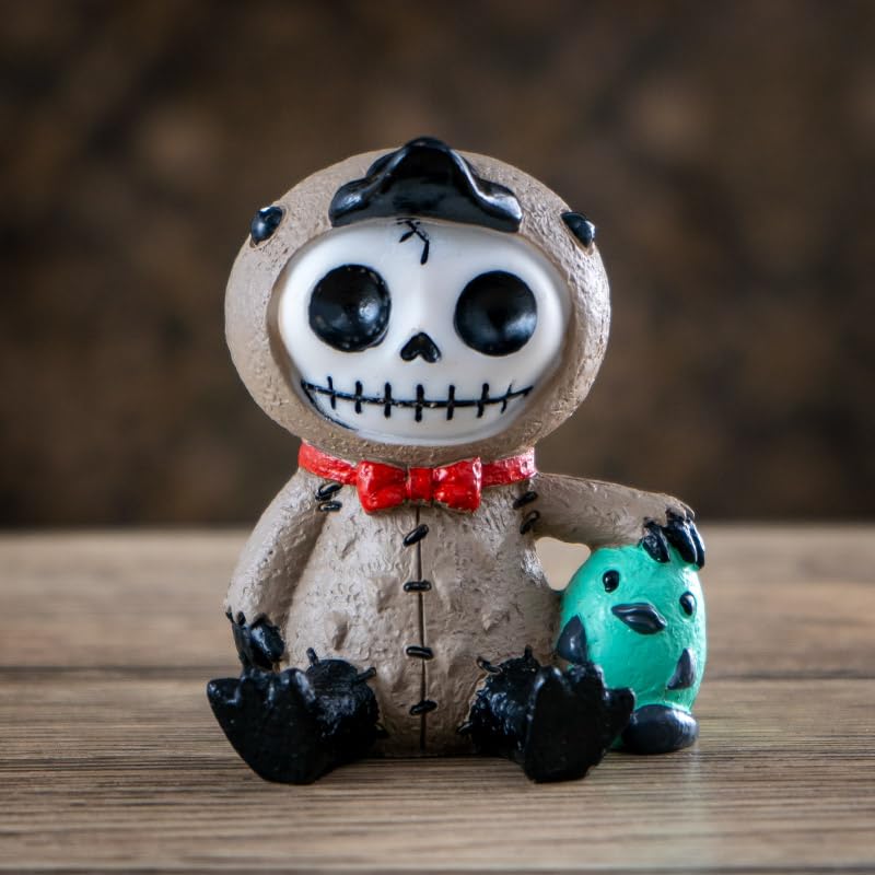 Figurine squelette en ornithorynque peinte à la main avec petit ami oiseau vert décoratif