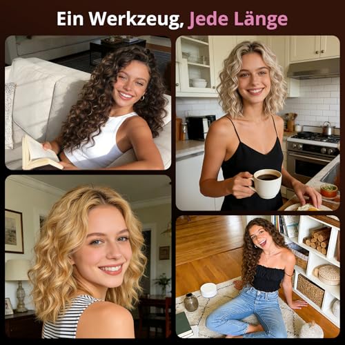 CrazyMar 25mm Welleneisen für Haare, Beach Waves Lockenstab Geeignet für Anfänger, Welleneisen Große Wellen Sofortiges mit 9 Temperaturen LED-Anzeige, Anti-Verbrennung, für Alle Haartypen