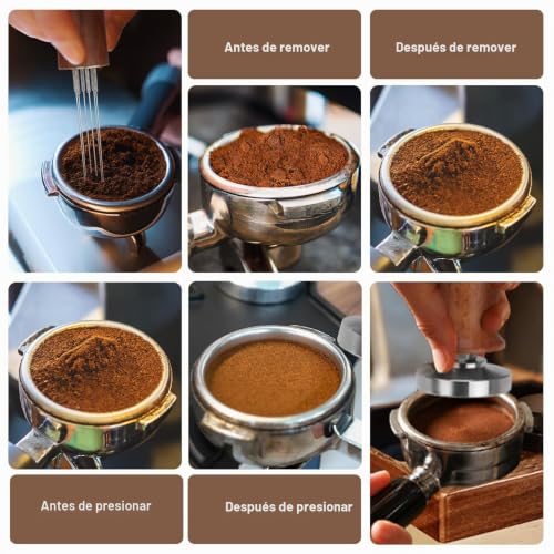 Miniatura 5 de Foyucool Juego De Prensador De Cafe, Café Tamper 51mm, Wdt Tool Espresso Coffee Stirrer, Tamper Mat De Silicona, Muelle Incorporado Para Facilitar El Prensado, Para Cafés Y Amantes Del Café
