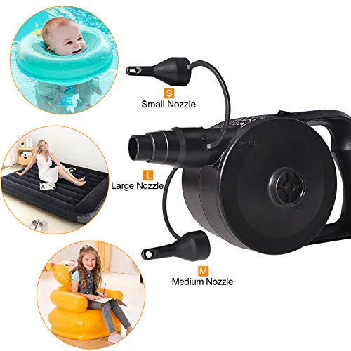 Chamvis Electric Air Pump,Usb Rechargeable Portable Electric Inflator/Deflator Pump With Nozzles For Air Mattress Boats Pool Exercise Ball Battery Powered #TOP2