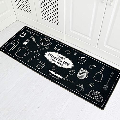 Carvapet 2 Piec Non-Slip Kitchen Rug TPR Non-Skid Backing Mat for Doorway Bathroom Runner Rug Set, Geometric Design (17