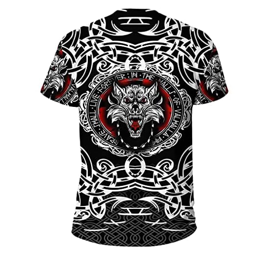 TV-serie Vikings 3D Print Fenrir Norse Wolf T-shirt Sommar Män Kvinnor Kortärmade T-shirts Unisex-tröjor Mode Casual T-shirts,E,XS