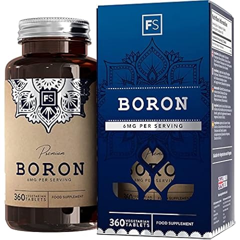FS Bor | Boron Kalzium-Nahrungsergänzungsmittel - 6mg pro Portion | 360 Bor Tabletten | Gentechnik-, Gluten-, Milch- & Allergenfrei | Boron Hochdosiert | Hergestellt in GB Cover
