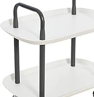 Vista 49 de Main + Mesa Carrito moderno de plástico y metal de 3 niveles, blanco y marrón