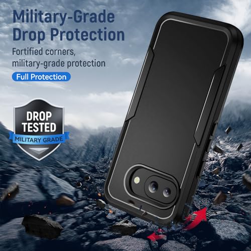 for Pixel 9a Case with Screen Protection: Heavy Duty Protective Shockproof and Scratch Proof Cell Phone case for Google Pixel 9a-Black - image 3