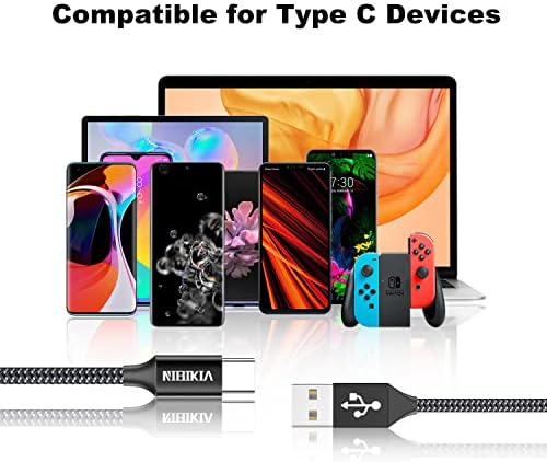 USB C Cable, [4Pack, 0.5M+1M+2M+3M] Type C Cable Nylon Braided USB A to C Fast Charging Charger Cable for Samsung Galaxy Ultra S21/S20/S10, Huawei P50/P40, Google Pixel, Sony Xperia, OnePlus, Xiaomi