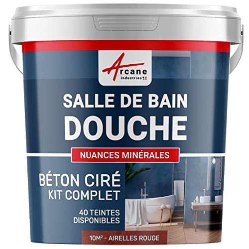béton ciré salle de bain, douche italienne, pièce d'eau, kit beton cire, salle de bains, douche italienne - 10 m² (en 2 couches) Chinchilla Gris Beige - ARCANE INDUSTRIES