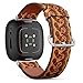 CJBROES Replacement Leather Watch Band, Compatible with Fitbit Versa 3 and Fitbit Sense of Wristband Bracelet Accessory - Floral