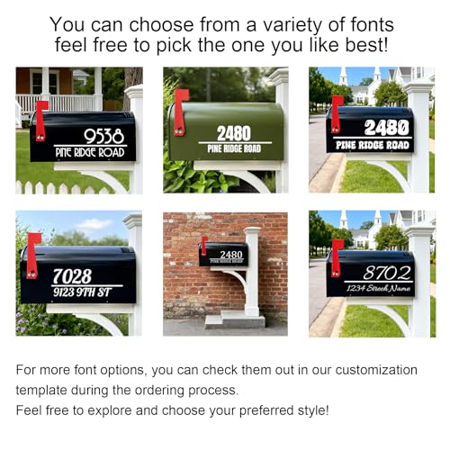 Custom Mailbox Numbers Decal - Personalized Waterproof Address Stickers for Outdoor Mailbox with Black/White/Gold/Red Free Small Mailbox Number (Style 1)