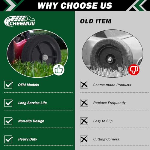 image for CheeMuii 7 Inch Lawn Mower Wheels 2 Pcs 7