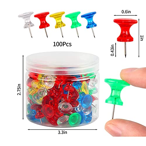 Jsdkspl Giant Push Pins 100-Pack Thumbtacks Used For Cork Board Bulletin Board With Plastic Case #TOP2