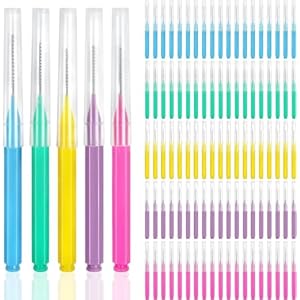 100 Pieces Interdental Brush, Toothpicks Tooth Flossing Head Oral Dental Hygiene Brush,Braces Brush Teeth Cleaner Dental Floss Stick Tooth Cleaning Tool