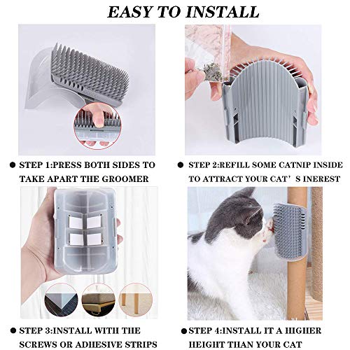 Cat Self Groomer, 4 Pack Wall Corner Groomers Soft Scratcher Grooming Brush Massage Combs for Short Long Fur Cats, Softer Massager Toy for Kitten Puppy (4 Pack) - Image 5