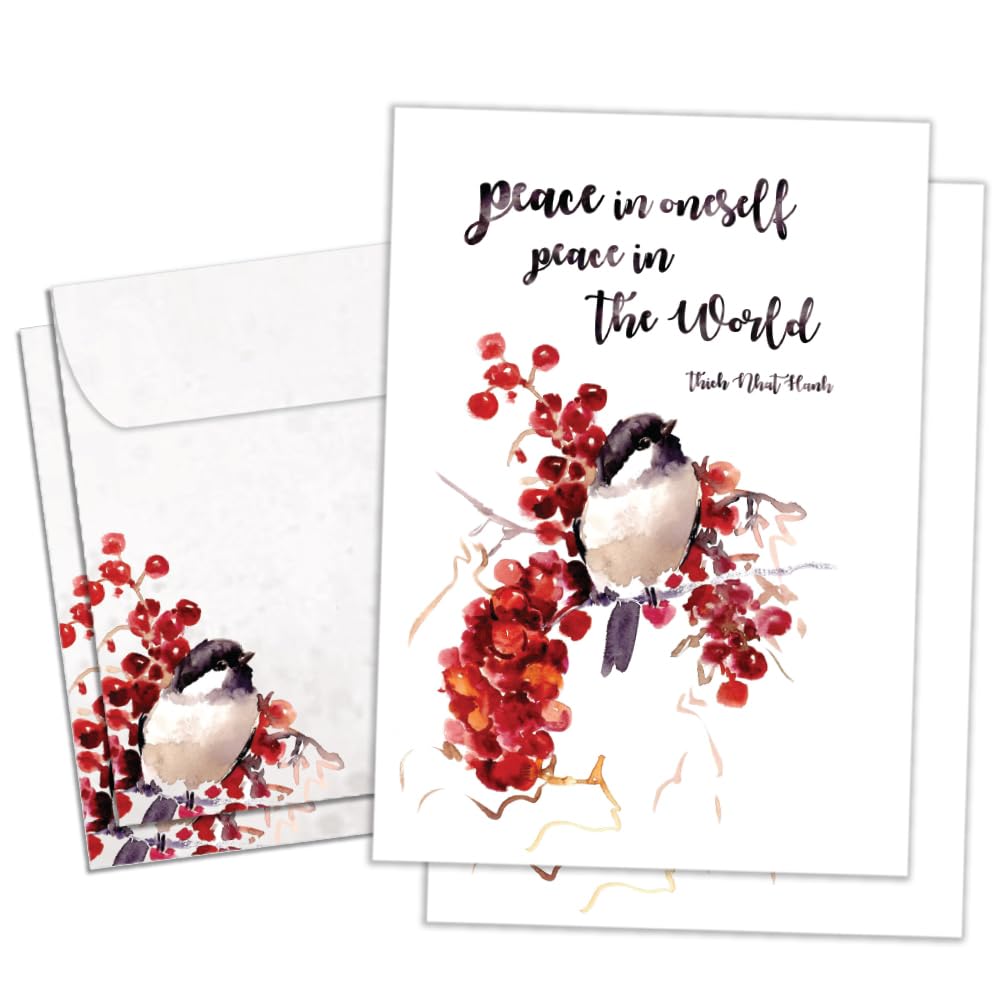 Tree-Free GreetingsHoliday 2 Pack with Matching Envelopes, Eco Friendly, Made in USA, 100% Recycled Paper, 5 x 7, Peace in the World (GT65803)