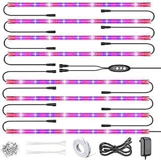 Relassy Grow Light, Grow Lights for Indoor Plants with Timer 3/6/12H, 3 Lighting Modes Dimmable Led Grow Light Strips for Grow Tent Greenhouse Grow Shelves Seedlings Plant Grow(8 Packs)