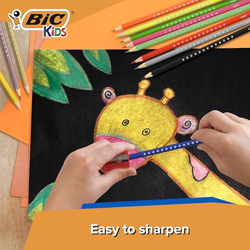 BIC Kids Smooth' Colouring Pencils Made from 100% Responsibly Sourced Wood- Assorted Standard, Metallic - Image 3