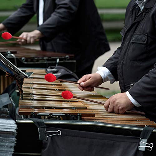 Image of Mr.Power Marimba Mallets Wood Handle Yarn Head with Maple Handle, Bass Percussion instruments Sticks (Medium Hard Yarn Head, Red)