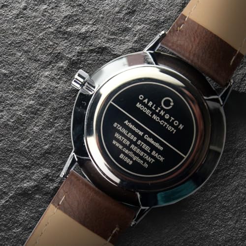 Image of Carlington Aristocrat Series Analog Date Watches for Men with Premium Leather Strap - CT 1075