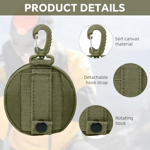 Image of ZIBUYU Zipper Pouch Bag Backpack Earphone Bag with Quick Connect Clasp, Small Oxford Cloth Accessories Bag Coin Pouch Utility Pouch for Backpack, Bag, Keyring