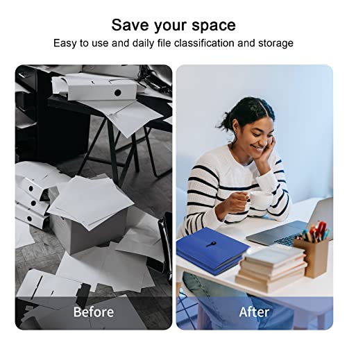 Image of Expanding File Folder, 13 Pocket Accordian File Organizer with Tabs & Labels, Expandable Blue Plastic File Folders Letter Size /A4 /Receipt /Bill Paper Documents for Home /School /Office