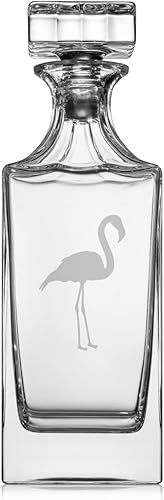 Miniatura 1 de Decantador de whisky de vidrio de 30 oz con tapón de vidrio para regalo Flamingo