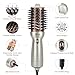 Aima Beauty 4 in 1 Worldwide Travel Hot Air Brush Dual Voltage Blowout Brush Oval Shape 110V-120V/220V-240V Straightener Blow Dryer Brush Ionic Lock Moisture Gift 360° Swivel Cord Champagne Silver
