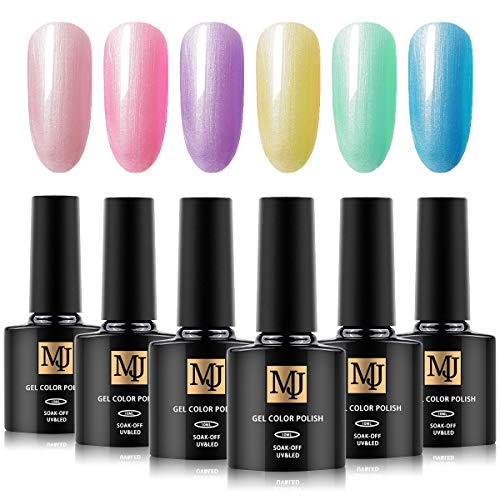 FERCAISH 6 Pcs Gel Nail Polish Set, Eco-Friendly Pastel Gel Polish Starter Kit Soak Off UV LED Nail Gel Manicure Varnish Set