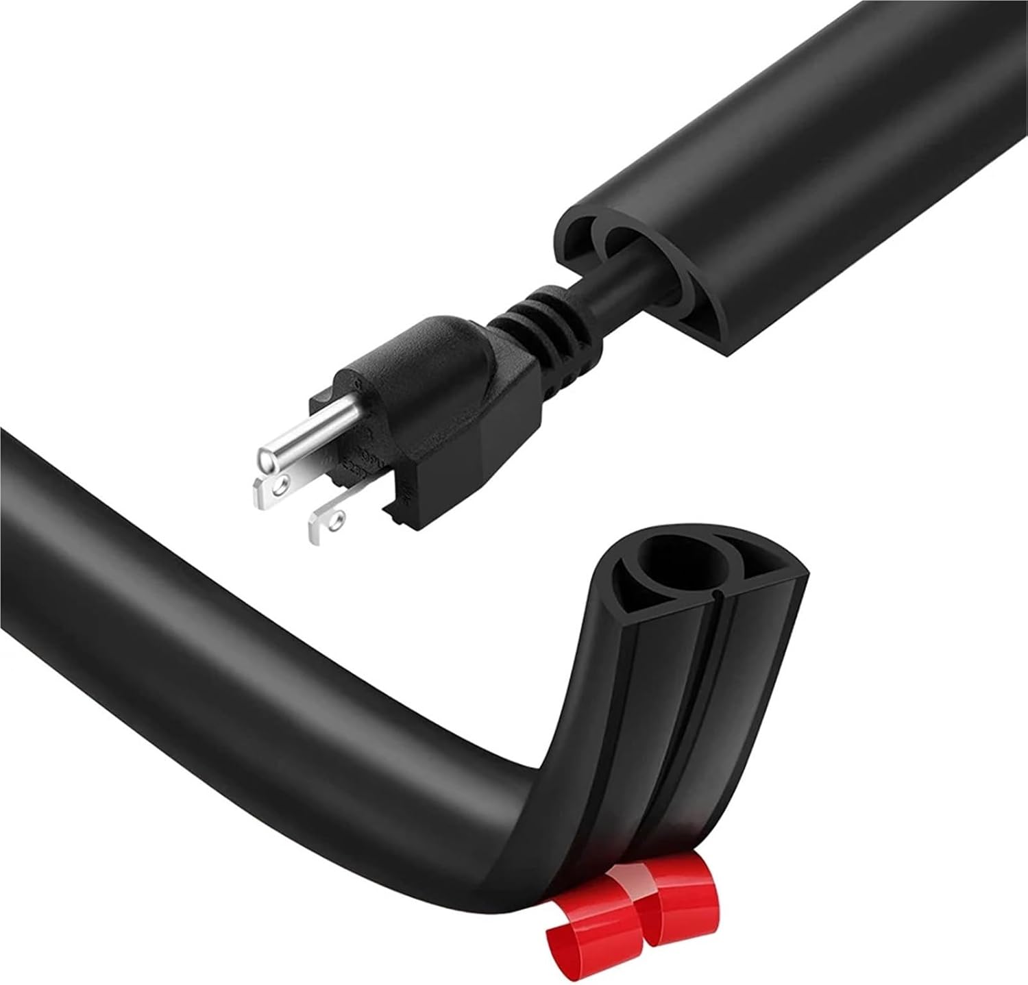 Cord Cover Floor Electric Cord Covers for Floor Flexible Wire Duct Flame-Retardant Cable Protector Insulated Self-adhesives Hider(Black 5meter)