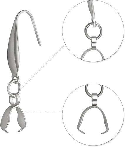Miniatura 4 de Ganchos para aretes de acero inoxidable, 30 ganchos hipoalergénicos para aretes con hebilla de alambre para mujer, suministros de fabricación de