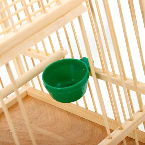 Image of Kisangel Bamboo Bird Cage Small Parrot Cage with Hanging Hook Indoor Outdoor Bird Keeping 9.84X7.87X9.84 Inches for Budgies Lovebirds Cockatiels