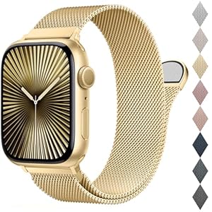 BELONGME Mesh Metal Loop Compatible with Apple Watch Band 40mm 41mm 38mm 42mm Series SE 10 9 8 7 6 5 4 3 2 1 Women Men, Stainless Steel Strap with Magnetic Clasp for iWatch Bands