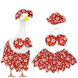 Costume da oca hawaiana da portico estivo con cappello, gonna bikini e occhiali da sole, per oche da prato da 58 cm, decorazione per giardino, cortile, feste (rosa)