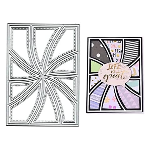 YISHI Metal Rectangle Grid Frame Cutting Dies, Stitched Whirl Layered Stencils Background Die Cuts for DIY Card Making Embossing Scrapbooking Cover