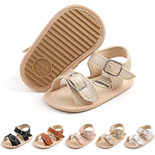 HULYKA Baby Girls Boys Sandals Premium Soft Anti-Slip Rubber Sole Infant Summer Outdoor Shoes Toddler Newborn First Walker Crib Shoes(0-6 Months Infant,A-Gold)