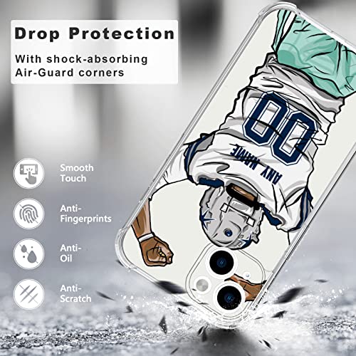 Slrioks Customized Phone Case Football Jersey Clear Case For Iphone 14 13 12 11 Pro Max Plus Mini Xr Personalized Name And Number Thin Transparent Shockproof(Dallas White) #TOP3