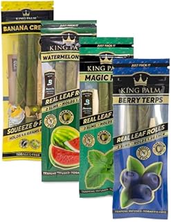 King Palm Flavors Slim Size Cones - 1 Pack, 2 Rolls - Terpene Infused - Squeeze & Pop Pre Rolls - Organic Flavored Pre Rolled Cones - King Palm Flavors Cones (COMBO PACK - 1 OF EACH FLAVOR)