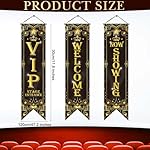 Tegeme Movie Night Porch Sign Banner Movie Theme Party Decorations Theater Welcome Now Showing Light Camera Action Hanging Porch Sign for Home Film Backdrop Party Supplies (Welcome,Black and Gold) - Image 2