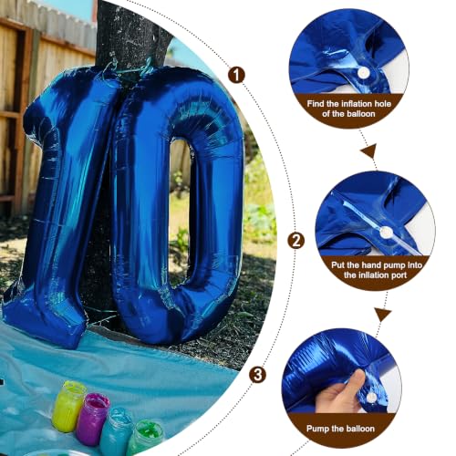 Image of Number Balloons Blue 9 Balloon 40 inch for 9th Birthday Party Decoration | Saturated Color, Large 40 in, With Inflation Straw & Hanging Hole, Great for Men's Party, Back-To-School Season, Pool Party