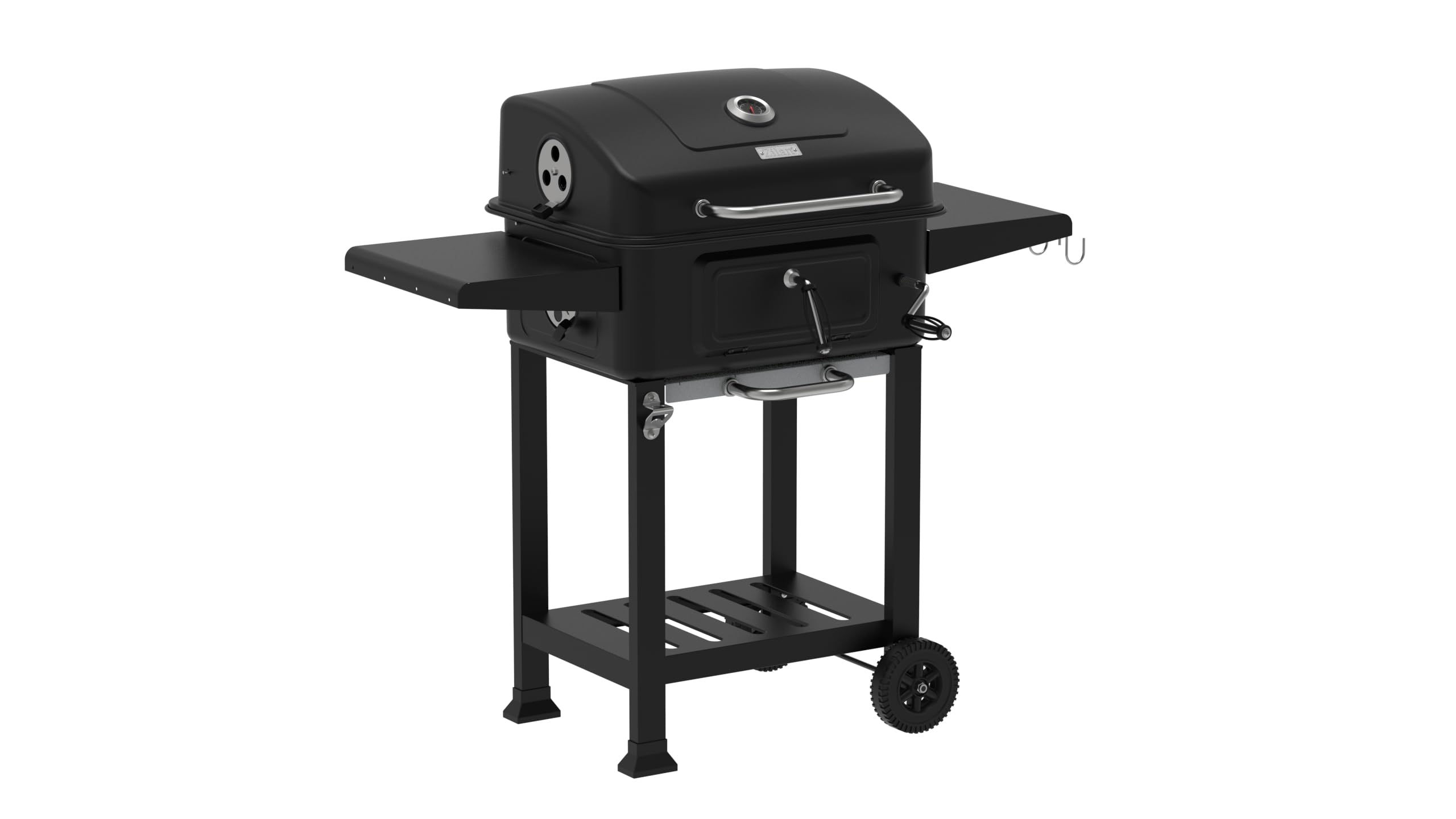 Holzkohlegrill XXL mit Deckel Standgrill große Grillfläche Grillwagen höhenverstellbarer BBQ Grill Kohlewanne Thermometer Ablagefläche Aschebehälter Lüftungssystem für Garten Terrasse Balkon
