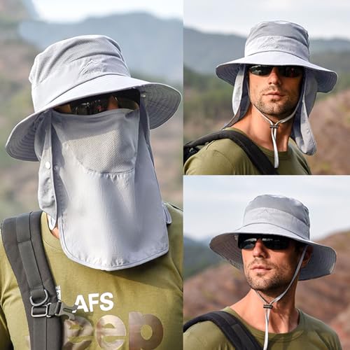 Image of Sun Hats for Men Women Fishing Hat UPF 50+ Breathable Wide Brim Summer UV Protection Hat