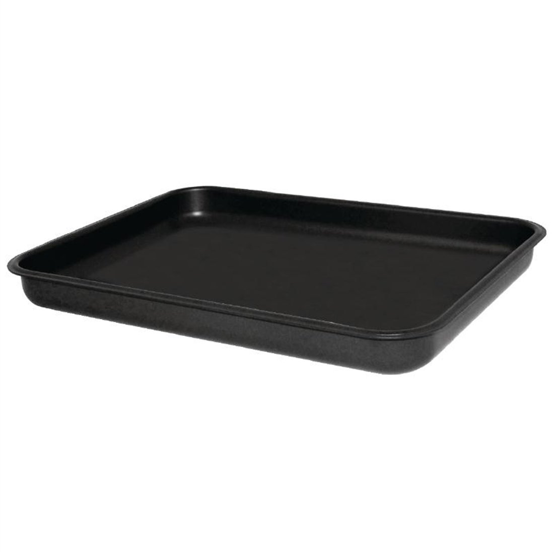 Vogue Anodised Aluminium Bakewell Pan 370x220mm - Sheet Pan, Baking Tray for Cupcakes Cookies, Meat C061, Black, 370X215X40mm