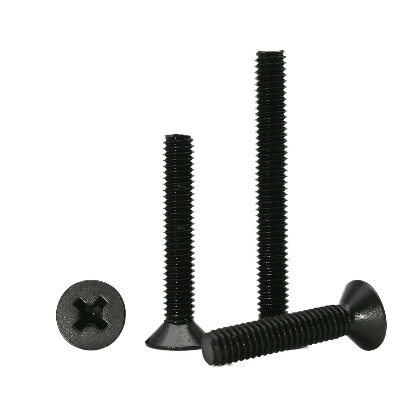 HEXHUASR GB819 Long Lengthened M1.6 M2 M2.5 M3 M4 M5 M6 M8 Black 304 Stainless Steel Cross Flat Countersunk Head Bolt Screw(4mm)