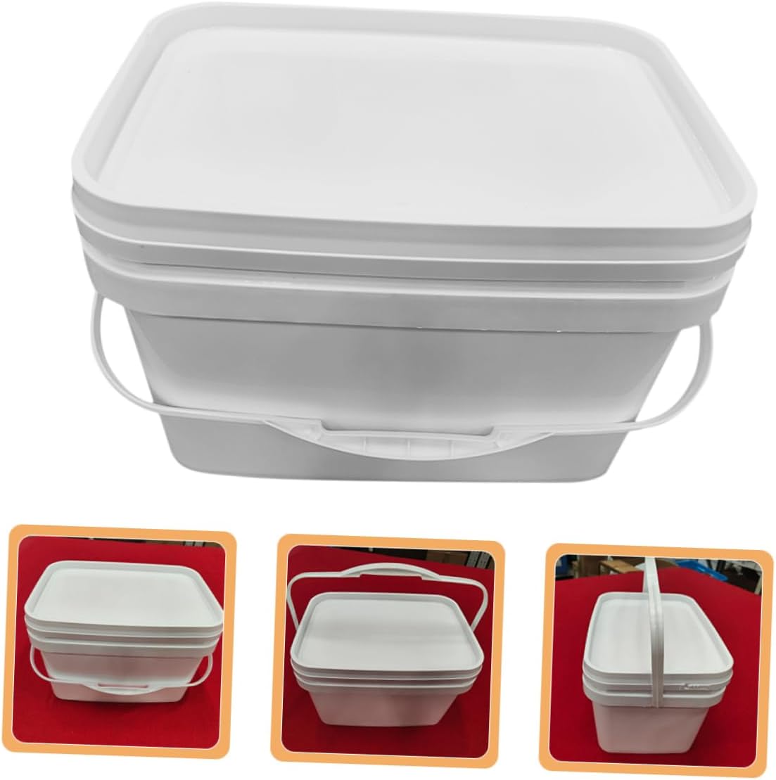 CHILDWEET 2pcs Plastic Paint Storage Bucket Lid Paint Container Diy Buckets Pail Handle