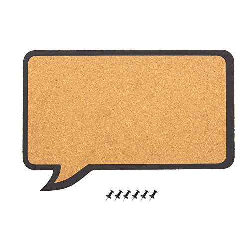 Speech Bubble Cork Bulletin Board with Push Pins (17.5 x 11.5 Inches)