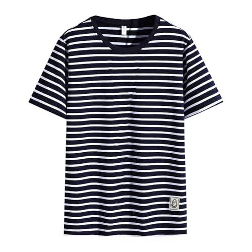 T-shirt sport homme respirant à rayures européennes et col rond tendance