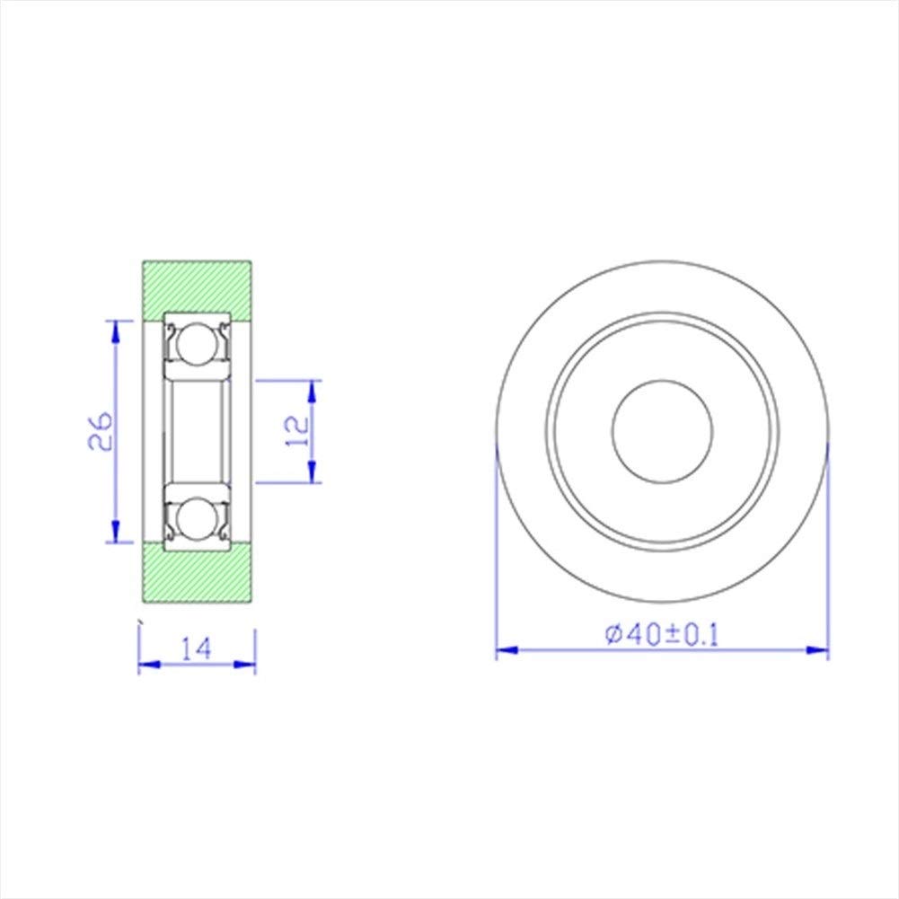 PU 6001 Rodamiento Cubierto de Poliuretano 12x40x13 mm Eje 12 mm PU600140-13 Cubierta de uretano PU6001 Rodamientos