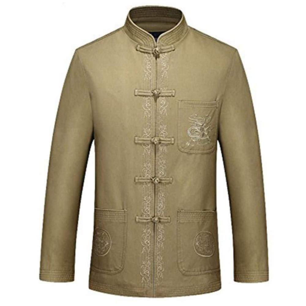 Vêtements d'arts martiaux veste Kung Fu homme - Uniforme Tai Chi vert 185cm costume Tang brodé