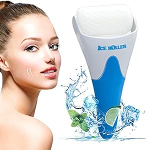 Ice Roller for Face Massage & Facial Skin Care – Facial Beauty Tool for Wrinkles, Eyes Puffiness, Migraines, and Muscle Pain Relief (Blue&White)